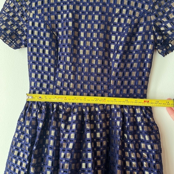 Just Me Navy Blue Fit & Flare Dress | Size Small purple gold women’s party Y2K - Picture 13 of 15